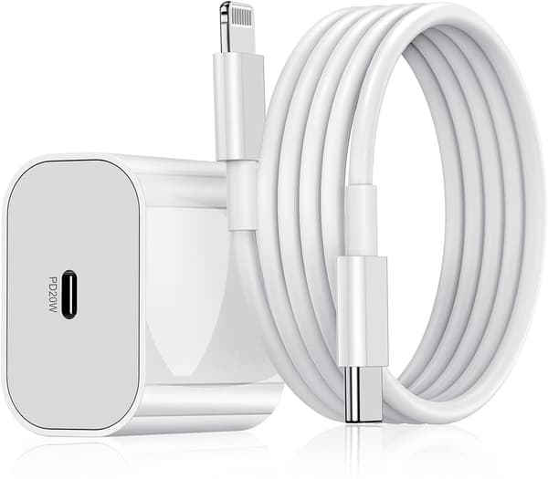 iPhone hurtigoplader USB-C 20W strømadapter med kabler 1 st laddare