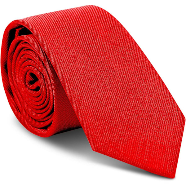 Klassisk ensfarvet satin slips til mænd - Premium slips i ren farve til mænd - Formelle sorte slips til mænd - Business bryllupsfest arbejde slips 8cm Large RED - Polyester thread