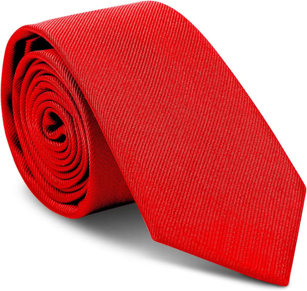 Klassisk slips i silkesatin til menn - Ensfarget slips i premiumkvalitet - Formelle slips i sort til menn - Slips til forretninger, bryllup, fest og jobb - 8 cm Large RED - Polyester thread