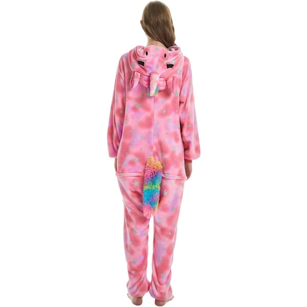 Voksen Unisex Jumpsuit Kostume Dyrekostume Tapdans Kostume Pyjamas Hoodie Nattøj Rollespil Tegneserie 3D Pyjamas Karneval Jul Halloween A-pink unicorn L