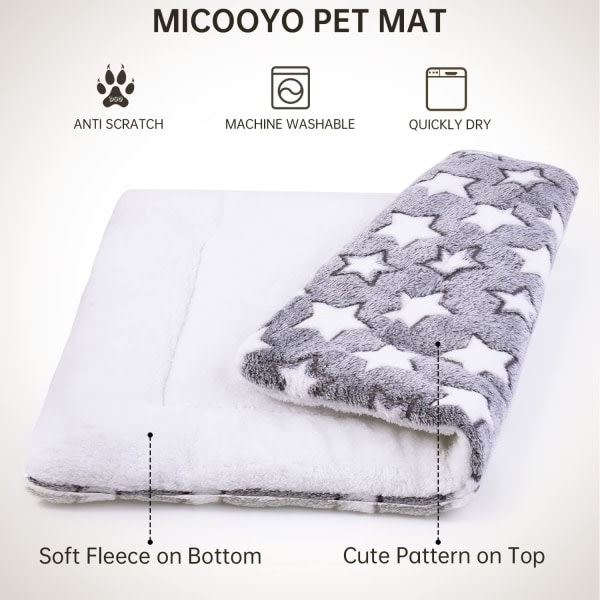 IC 2 Styck Bäddmadrass för hundburar - Sängmatta för sällskapsdjur i fleece, tvättbar kattkudde för medelstor hundkattvalp (M)