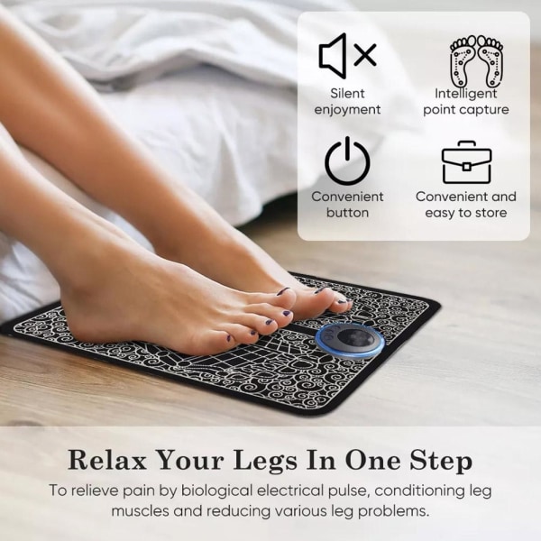 Elektrisk EMS fotmassageplatta fötter akupunktur stimulator massage remote control One-size