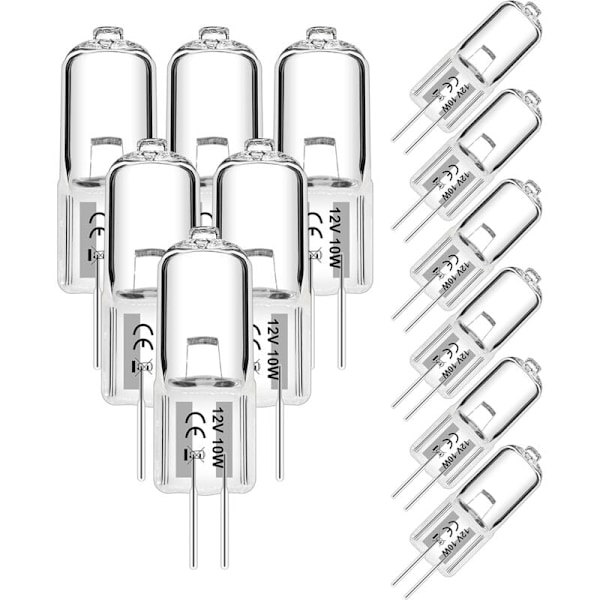12-pack G4 Halogenlampor 10W 12V 2800K 2 Klara Kapsellampor för Köksfläktar Vardagsrum Sovrum