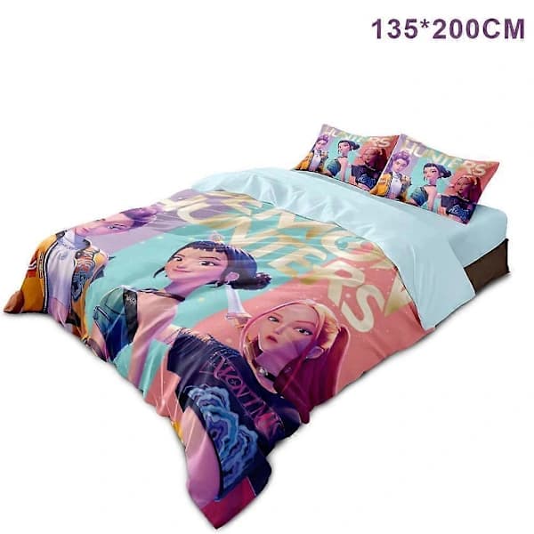 K Pop Demon Hunters 3D Bedding Set Microfiber Breathable Duvet Cover Pillowcase - 135*200cm