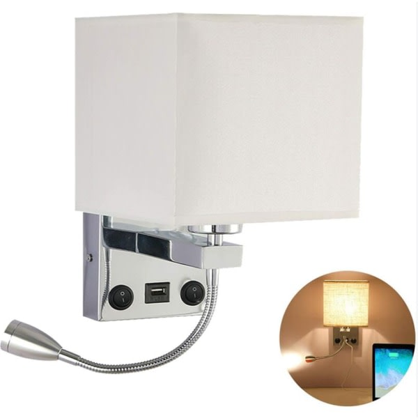 IC Sängvägglampa, flexibel USB LED-vägglampa Läslampa Sovrumssvängarmsstativ E27 väggnattlampa (glödlampa ingår ej) (1:a med USB port)