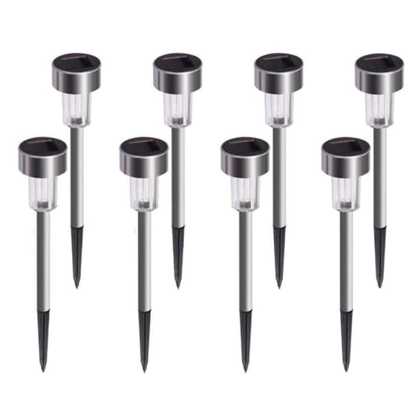 8x Solcellslampor för trädgård - LED Silver