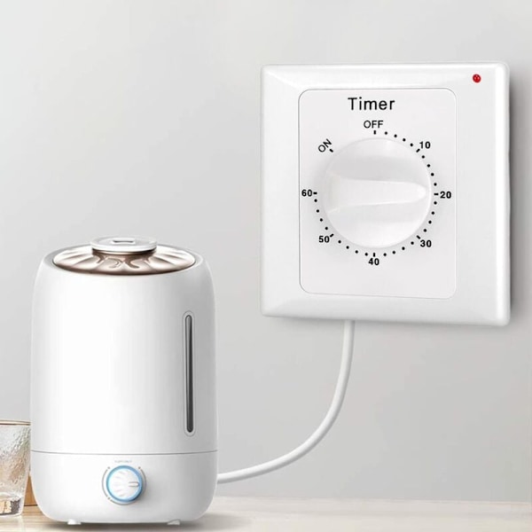 Nedräkningsbrytare: 60 Minuters Timer Strömbrytare med Timer, Vattenskyddad, Borrhål för Installation för Badrum, Fläkt, Lampor