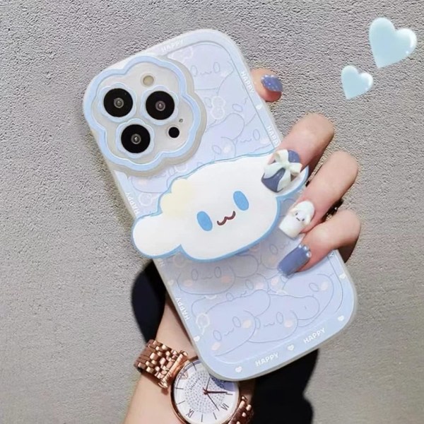 IC Kompatibel med iPhone 13 Pro - case Söt Kawaii Cartoon Anime Söt TPU-mjukt case med greppställ Söt 6,1 tums case (blå)