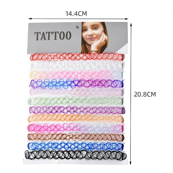 12-pak Choker Halskæde - One size Sort Black one size
