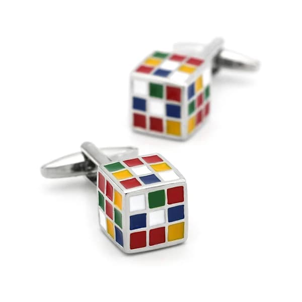 3D Rubiks Terning Manchetknapper | Unikke Skjortemanchetknapper | Til Mænd & Børn | Gaver til Bryllupper, Konfirmationer, Dåb & Begivenheder