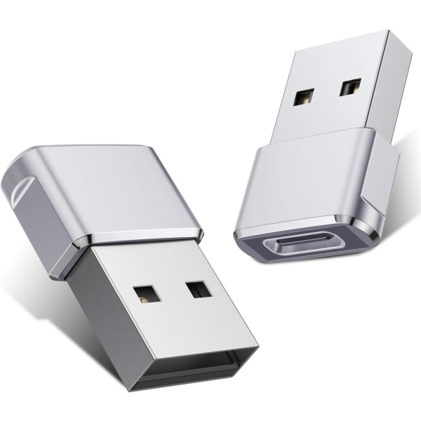 IC USB C hona till USB hane-adapteri (2 kpl), tyyppi C USB A-laddning