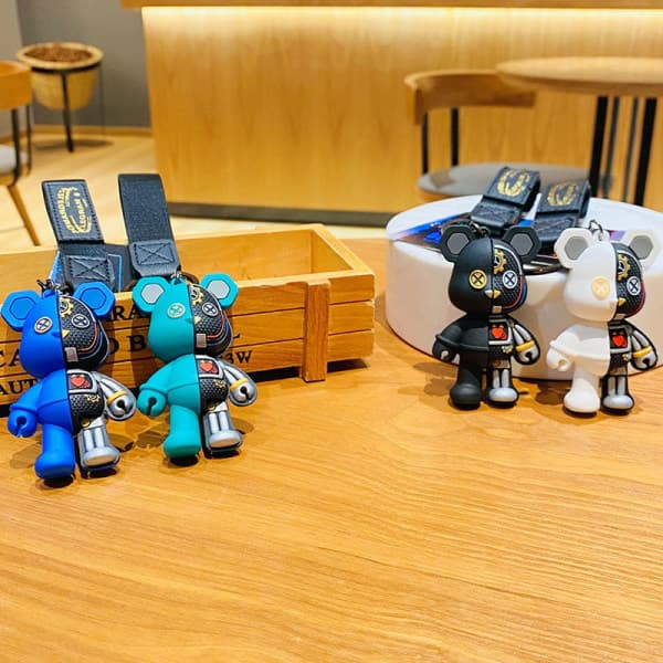 IC Robot Mekanisk Bjørn Nøkkelring Lær Nøkkelring for menn kvinner Blå
