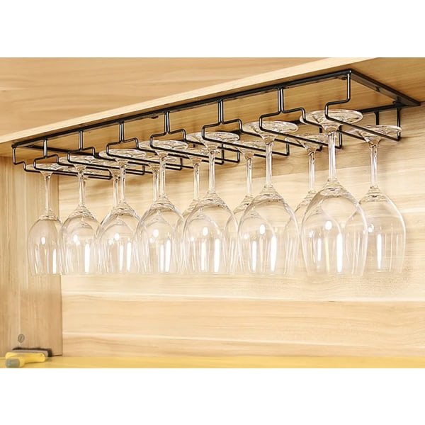 Glasstativ Glasstativ i rustfrit stål Vinstativ Glasstativ 4 rækker rummer 12 glas til Bar Køkken Cafe
