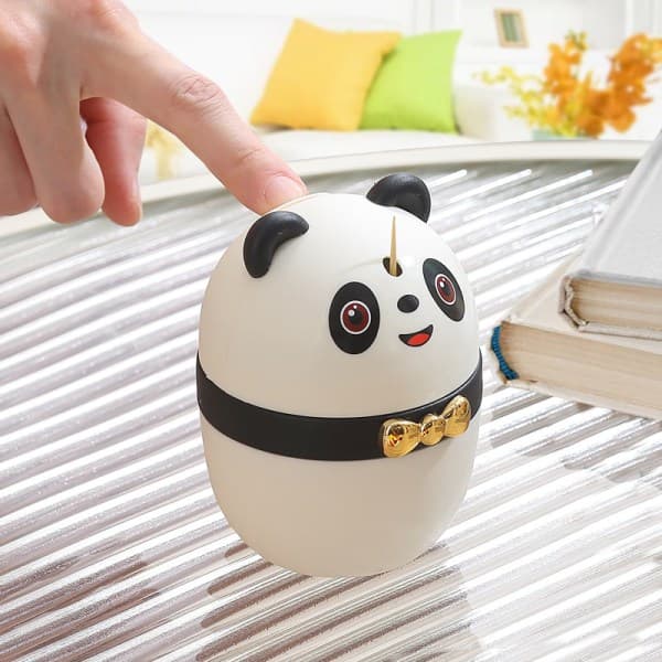 Panda tandpirkersholder (sort og hvid), tryk og automatisk udstødning IC