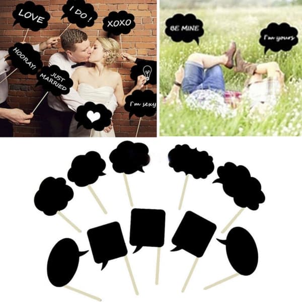 IC 10 stk DIY Photo Booth Prop bryllupsfødselsdagsfest Sort kort Ch