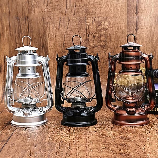 25cm Retro Klassisk Fotogenlampe Dæmpbar Fotogenlygte Sølv
