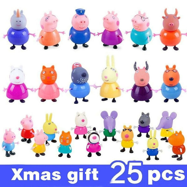 Peppa Pig Familie & Venner Emily Rebecca Suzy Action Figur Legetøj 25stk