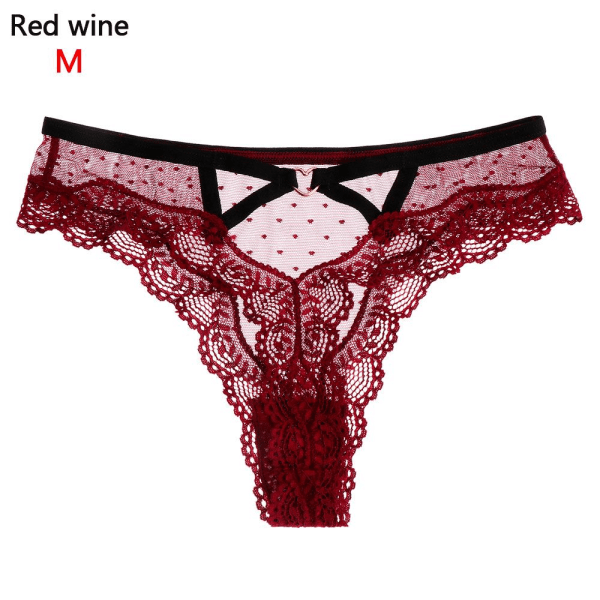 G-string Underkläder Sexiga Kalsonger Spetstrosor VINRÖD M