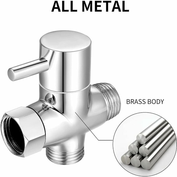G1/2\" 3-vägsventil, solid mässing 3-vägsventil, handduschset, universella tillbehör