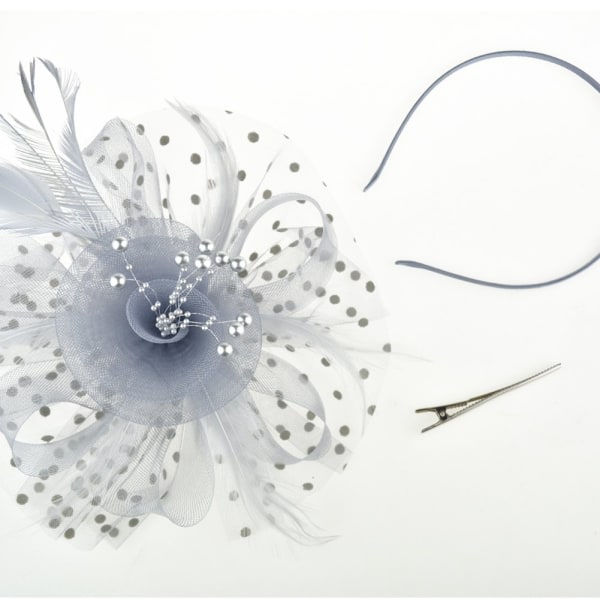 IC Hatt Blomst Mesh Bånd Fjær på et pannebånd og en gaffelklemme Cocktail Tea Party Hodeplagg for jenter og kvinner