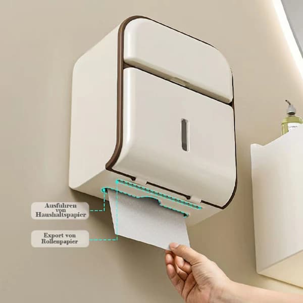 Multifunktionel toiletpapirholder uden boring, med skuffe, vandtæt, nem installation, til badeværelset