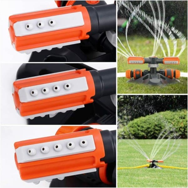 IC 2 stk. Havevandingssystem 360° automatisk sprinkler (grå-orange)