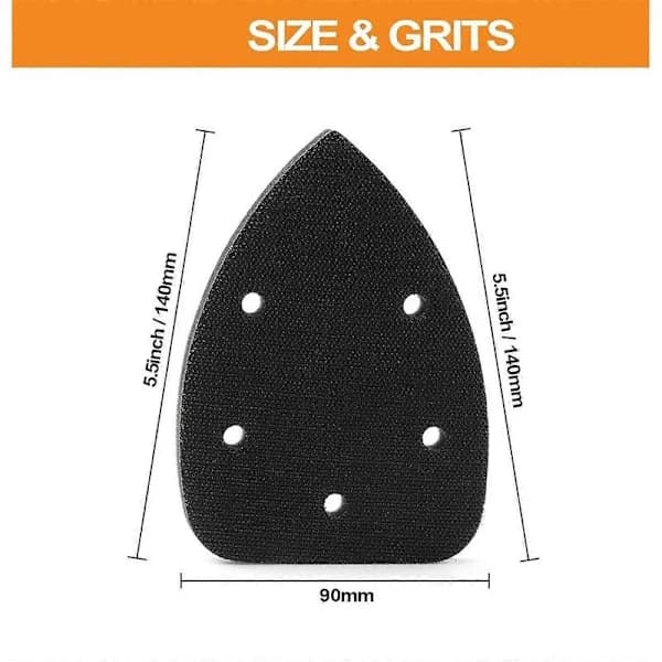 5-pack Mouse Sanding Pad with Hook and Loop, Triangular Sanding Pad with 5 Holes, Backing Pad for Mouse Sander
