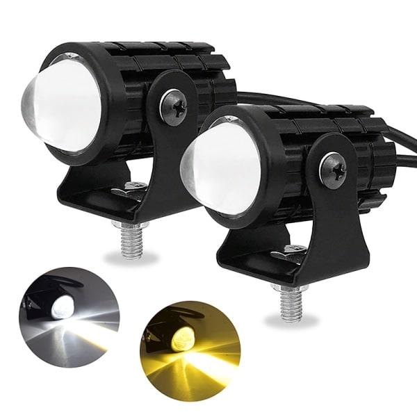 IC 1/2ST Dobbelt Farvet Motorcykel LED Forlygte Offroad Bil Båd Sort Enkelt