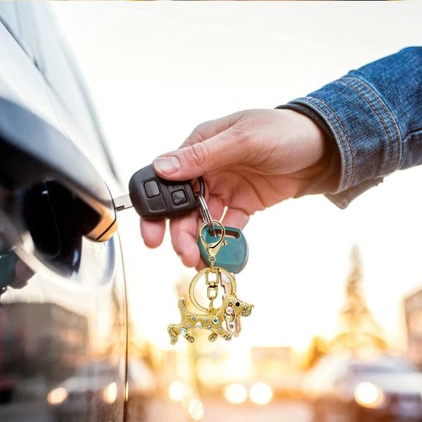 Gylden nøglering taske vedhæng dekoration lille gave lille spænde nøgle tegnebog kvinder (1-guld, en one size) IC