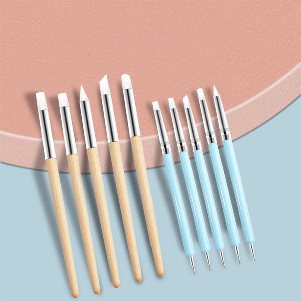IC 5-pakke Dobbeltsidet Dotting Set Kunst Embossing Keramisk Modellering Til Blå
