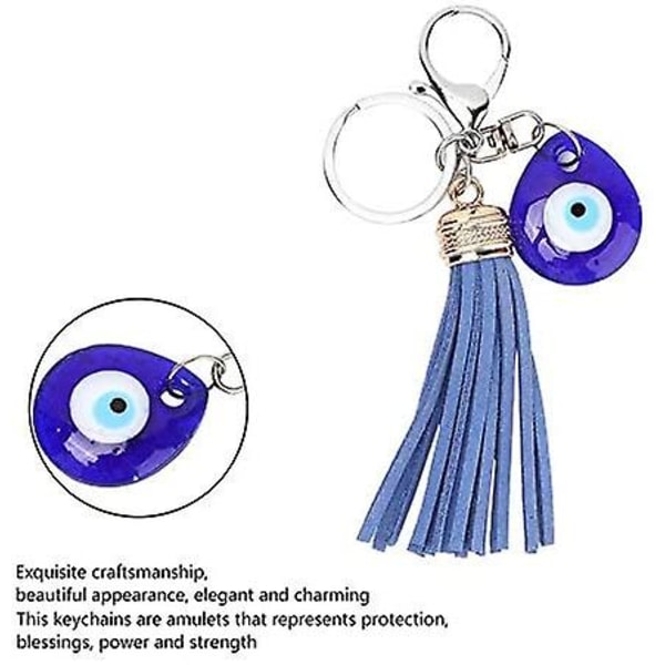 2 dele Blue Evil Eye Nyckelringer Nyckelringer Lucky Charms Inredning Unika Nyckelringar Välsignelsegåvor Hängen IC