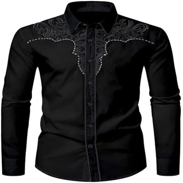 Western Cowboy Skjorte Til Mænd Mode Slim Fit Design Sort 2 Sort 2 Black 2 S Black 2 S