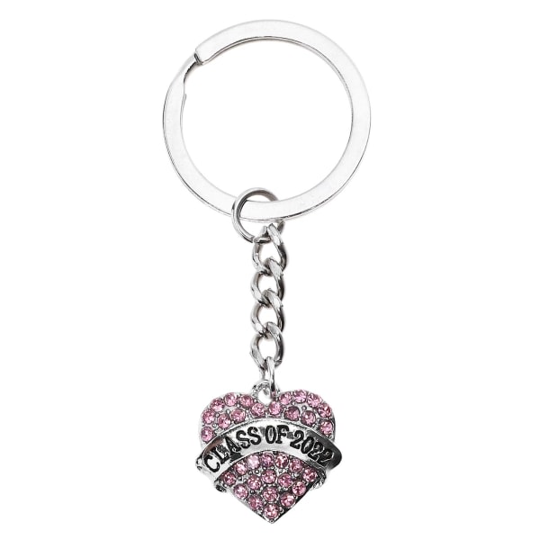 Graduation Keyring Metal Keyring Heart Charm Circle Cute Graduation Gift Pink IC