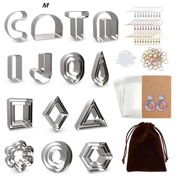 DIY ler øreringe smykker øreringe fremstilling farvet ler tilbehør med opbevaringspose bagside pap M 150-piece set