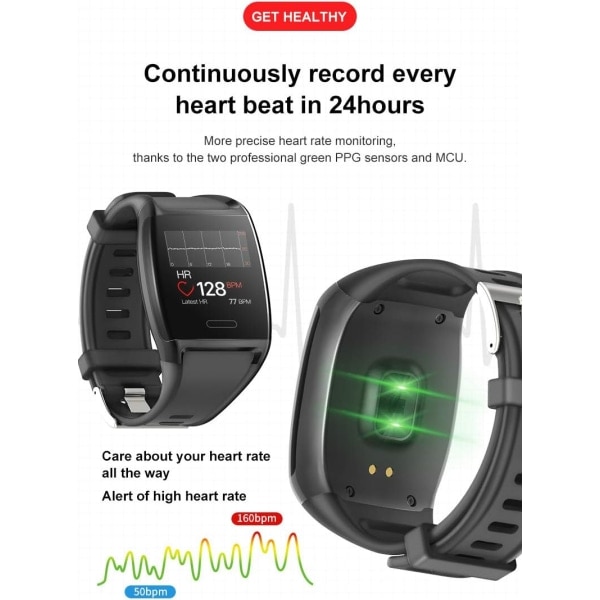 IC Fitness Tracker, Aktivitetsarmband Fitnessklocka med pulsmätare, blodtrycksmätare, IP67 vattentät Smartklocka