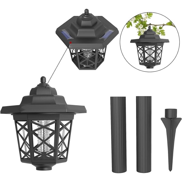 2 stk. Solar Bug Zapper Utomhus Vanntett LED Solar Mygg Zapper Utomhus Solar Powered Mosquito Killer Light Lampa for innendørs og utendørs