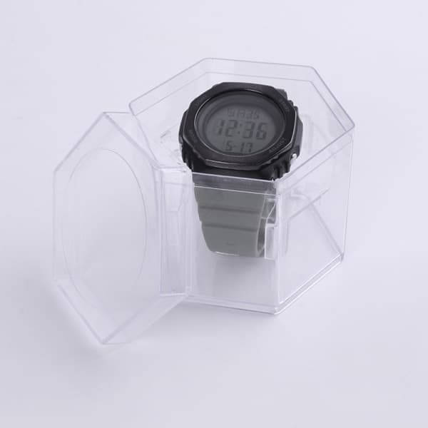 IC Sekskantet ur Display Opbevaringsholder Transparent etui