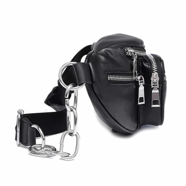 Sort Taljetaske Mavetaske Bumbag Cross Body Taske Læder Sort sort black