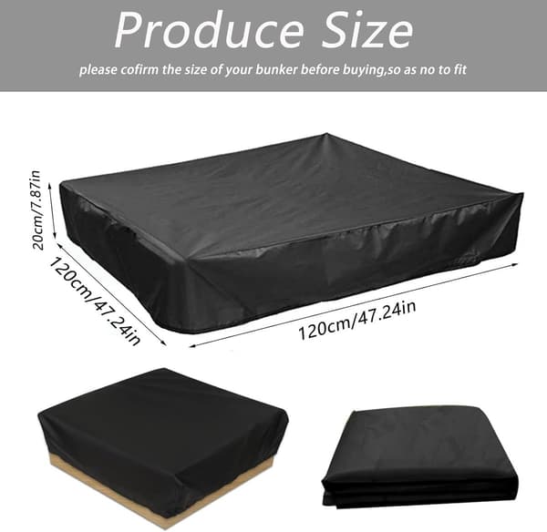 Sandpit Cover - 120x120x20cm - with - Drawstring - Suitable - Protect - Children's Toys - Sandpit - Pool - Patio - Black