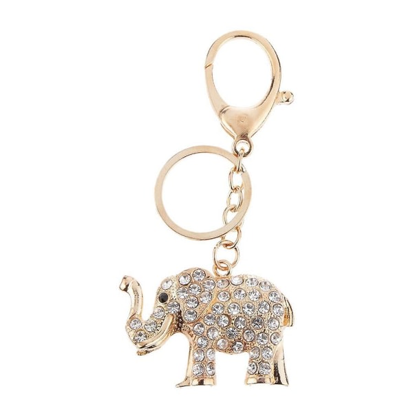 Big Ears Elephant Nøglering Glittrande nyckelring istall Handväska Hänge Strass Handväska Charm (guld) IC