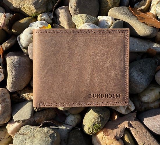 Plånbok för män i premium Hunter-läder med RFID-skydd, 12 kortfack, myntfack, blixtlåsficka, kompakt bifold för män, brun