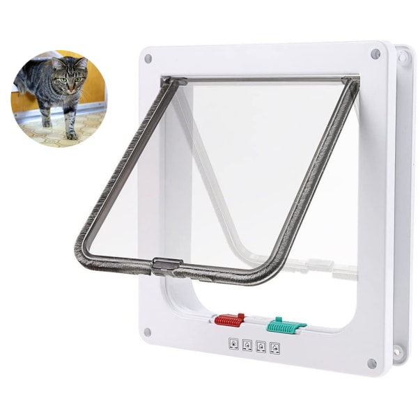 IC Kattluke Hundluke 4-veis kattluke Magnetisk fangst, 19*19,7*2 cm XL 27.7*25*5.5cm