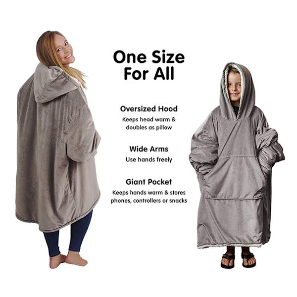 Oversize hættetrøje i blødt fleece - grå