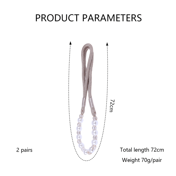 IC 2 par Gardinrep Tiebacks - Pearl Chain Gardinband med Camel färg