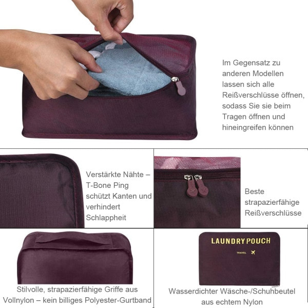 IC Reseförpackningskuber 8 st Organizer för set & Vinröd