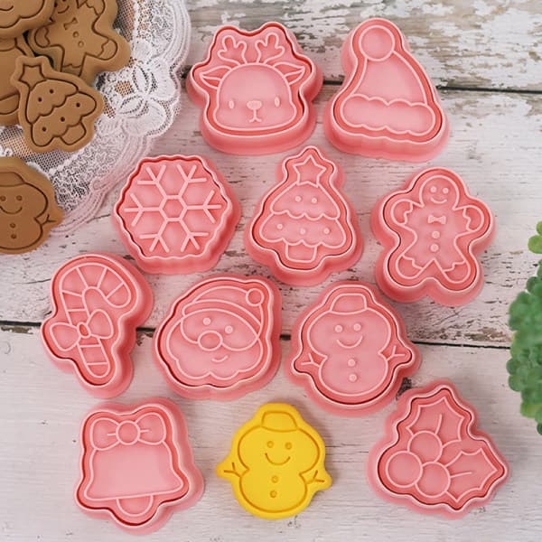 10 st Jul Pepparkaksformar Tecknad Tomte Snögubbe Träd Rensa Bisc