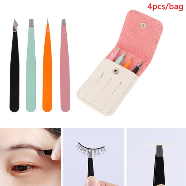 4 stk/pose Øjenbryn pincet sæt Rustfrit stål Fjernelse Makeup