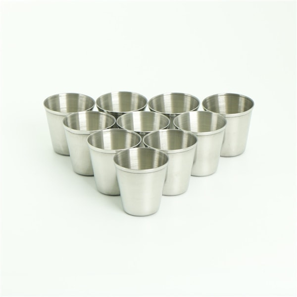 10 stk 30 ml bærbare vindricksglas i rustfrit stål Sølv 10Pcs