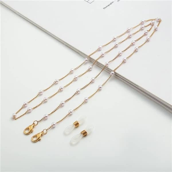 1 pc (Gold) Pearl Glasses Chain Hanging Neck Anti-Fall Glasses String