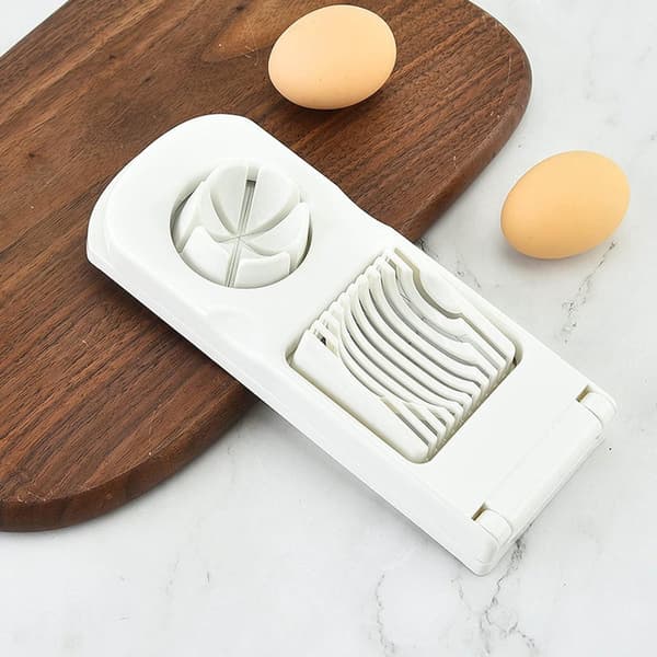 2-i-1 Egg- og Småfruktskjærer, Hvit, Kjøkkenredskap for Hardkokte Egg